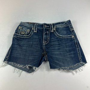 Rock Revival Short Women 30 Chopper Blue Fade Whisker Cut Off Cotton Denim Jorts